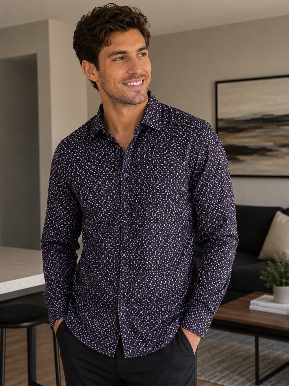 Bertigo Men’s Patterned Button-Up Shirt